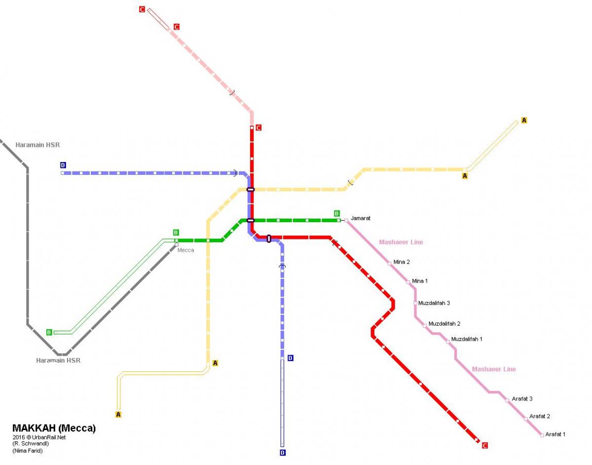 kort af Mekka metro 